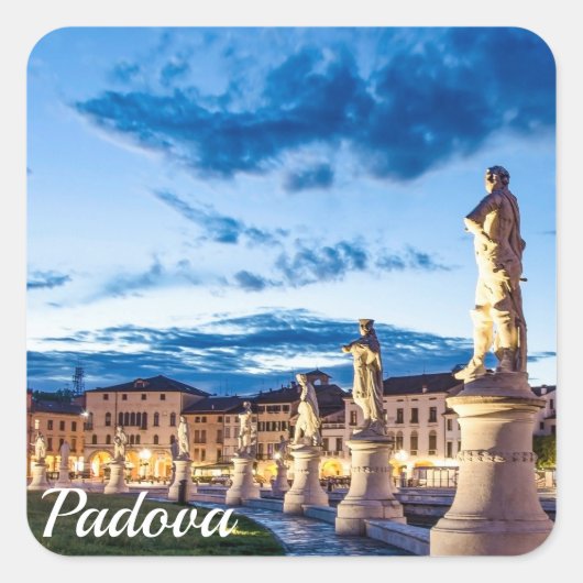 Rij van verlichte beelden in Padova Vierkante Sticker (Voorkant)
