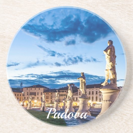 Rij van verlichte beelden in Padova Zandsteen Onderzetter (Voorkant)