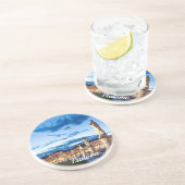 Rij van verlichte beelden in Padova Zandsteen Onderzetter (Zijkant)