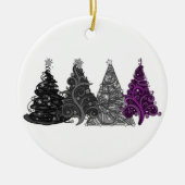 Rij van vier Asexual Pride Flag Kerstbomen Keramisch Ornament (Voorkant)