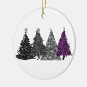 Rij van vier Asexual Pride Flag Kerstbomen Keramisch Ornament (Links)