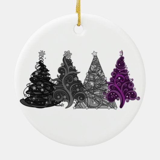 Rij van vier Asexual Pride Flag Kerstbomen Keramisch Ornament (Achterkant)