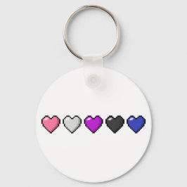 Rij van vijf geslachtsrijdende Vloeibare Vlag Pixe Sleutelhanger