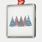 Rij van vijf Transgender Pride Flag kerstbomen Metalen Ornament (Links)