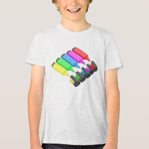 Rij van vijf verschillende gekleurde fluorescerend Tri-Blend shirt