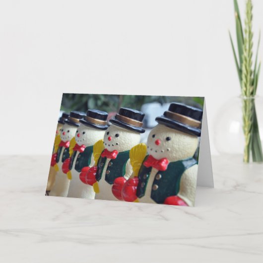 Rij van Vintage Snowmen Feestdagen Kaart (Voorkant)