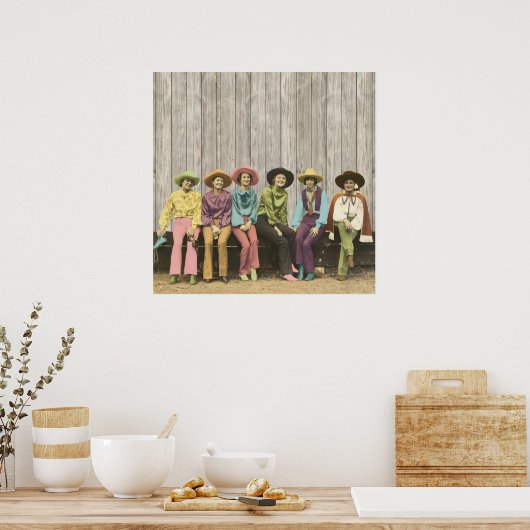 Rij van  Western poster van Cowgirl (Keuken)