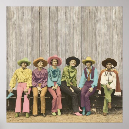 Rij van  Western poster van Cowgirl (Voorkant)