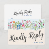 Rij Waterverf Wildbloemen Buwende RSVP-Kaart RSVP Kaartje (Voorkant / Achterkant)