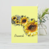 Rij Zonnebloemen Post Tuin Trouw Brunch Kaart (Staand voorkant)