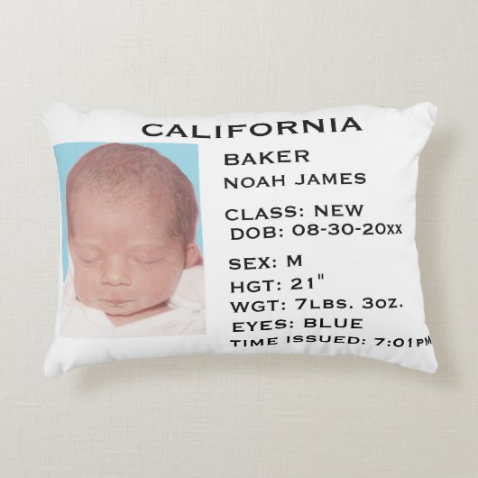 "Rijbewijs" Baby Aankondigingskussen Accent Kussen (Voorkant)