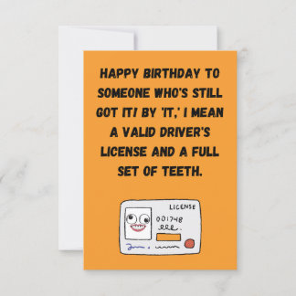 Rijbewijs Funny Birthday Wenskaart Kaart