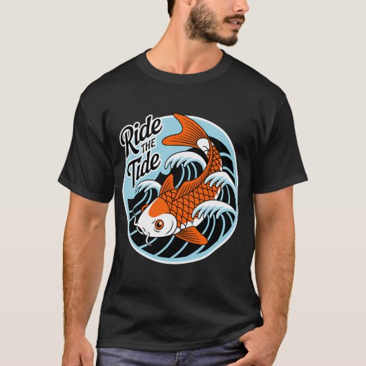 Rijd de getijdegolf en vis t-shirt (Voorkant)
