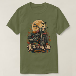 Rijd de Nacht In Halloween Vintage Motorfiets  T-shirt