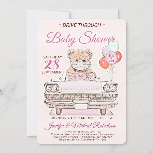 Rijd door Baby shower voor een meisje Kaart (Voorkant)