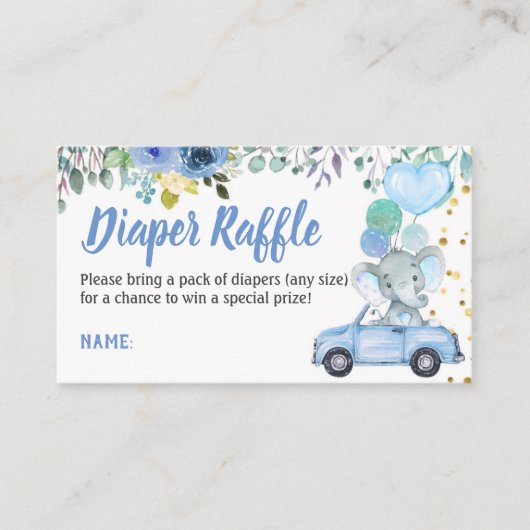 Rijd door Boy Baby shower Luier Raffle Ticket Informatiekaartje (Voorkant)