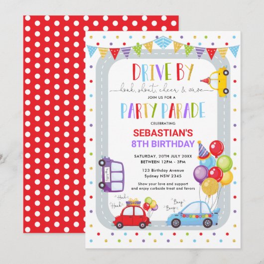 Rijd door verjaardagsparade quarantaineparty kaart (Voorkant / Achterkant)