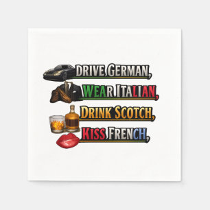 Rijd Duits Draag Italiaans Drink Schots Kus Frans Servet