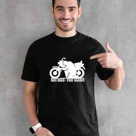 Rijd hard, bid harder motorfiets Mannen T-shirt
