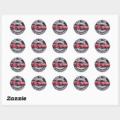 Rijd het Bijzondere: Rode Vintage Auto Ronde Sticker (Vel)
