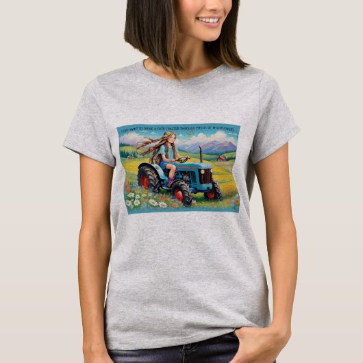 Rijd met een Schattigee tractor door wilde bloemen T-shirt (Voorkant)