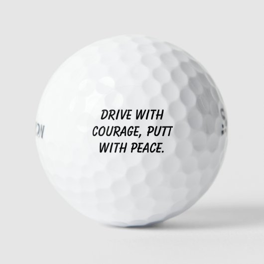 'Rijd met Moed, Putt met Vrede' Christelijk Golfballen (Voorkant)