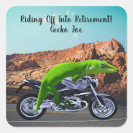 Rijd naar Retirement Custom Gecko Motorcycle Vierkante Sticker