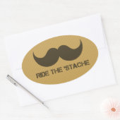 Rijd op de 'Stache Ovale Sticker (Envelop)