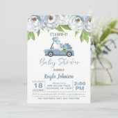 Rijd per Baby shower Uitnodiging - Jongen (Staand voorkant)