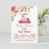 Rijd per Baby shower Uitnodiging - Meisje (Staand voorkant)