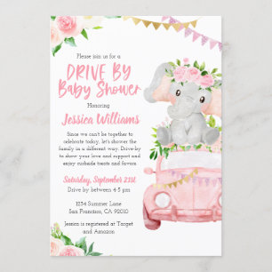 Rijd per Baby shower Uitnodiging voor babymeisjes