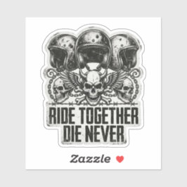 Rijd Samen, Sterf Nooit Biker Schedel Kunst Sticker