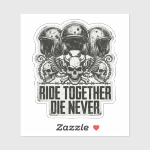 Rijd Samen, Sterf Nooit Biker Schedel Kunst Sticker