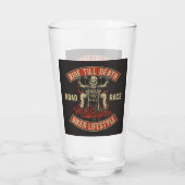 Rijd tot de Dood Motorrijder Levensstijl Bier Glas (Achterkant)