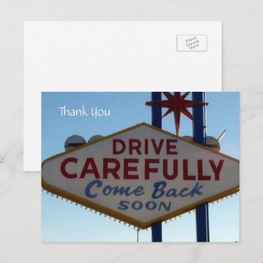 Rijd voorzichtig als teken voor Las Vegas, bedankt Briefkaart (Voorkant / Achterkant)