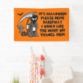 Rijd voorzichtig met Halloween Oranje banner (Insitu)
