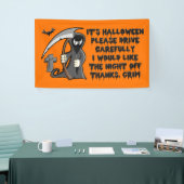 Rijd voorzichtig met Halloween Oranje banner (Beurs)