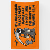 Rijd voorzichtig met Halloween Oranje banner (Verticaal)
