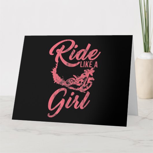 Rijden als een meisje motorfiets grappig geschenk kaart (Voorkant)