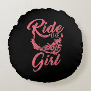 Rijden als een meisje motorfiets grappig geschenk rond kussen