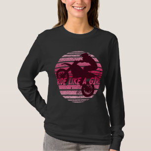 Rijden als een meisje Retro Meisjes Dirt Biking M T-shirt