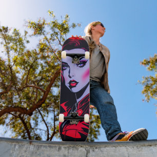Rijden de Artistic Vibe: Leuke Pop Art Girl Persoonlijk Skateboard