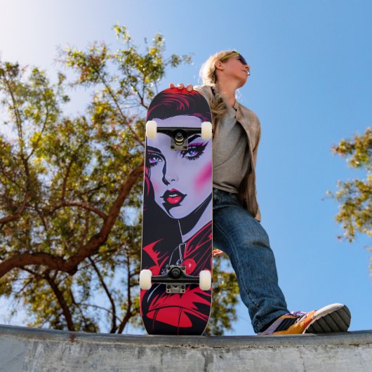 Rijden de Artistic Vibe: Leuke Pop Art Girl Persoonlijk Skateboard (Buiten 1)