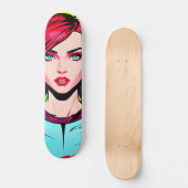 Rijden de Artistic Vibe: Leuke Pop Art Girl Persoonlijk Skateboard (Voorkant)