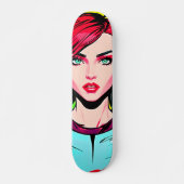 Rijden de Artistic Vibe: Leuke Pop Art Girl Persoonlijk Skateboard (Voorkant)