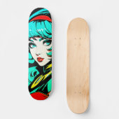 Rijden de Artistic Vibe: Leuke Pop Art Girl Persoonlijk Skateboard (Voorkant)