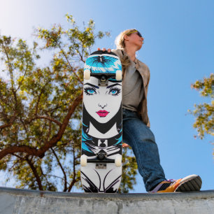 Rijden de Artistic Vibe: Leuke Pop Art Girl Persoonlijk Skateboard
