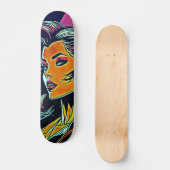 Rijden de Artistic Vibe: Leuke Pop Art Girl Persoonlijk Skateboard (Voorkant)