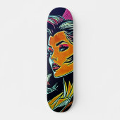 Rijden de Artistic Vibe: Leuke Pop Art Girl Persoonlijk Skateboard (Voorkant)