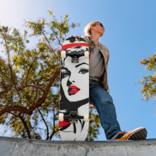 Rijden de Artistic Vibe: Leuke Pop Art Girl Persoonlijk Skateboard